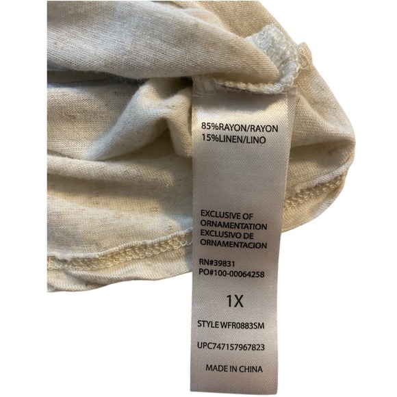 Democracy Pastel Stripe Linen Blend Tee Size 1X Tie Bottom‎ Summer Lightweight - Picture 7 of 7